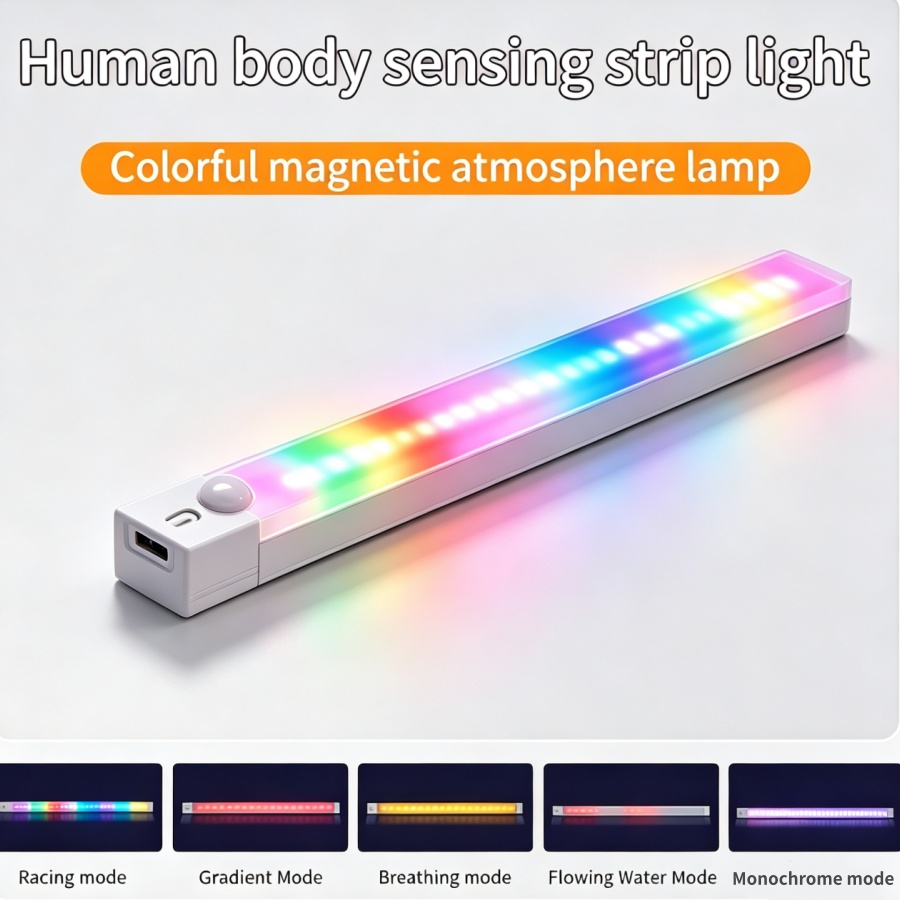 Gaming Accessories Led - Wiederaufladbare RGB-LED-Schreibtischleuchte mit Bewegungssensor, magnetische Lichtleiste,