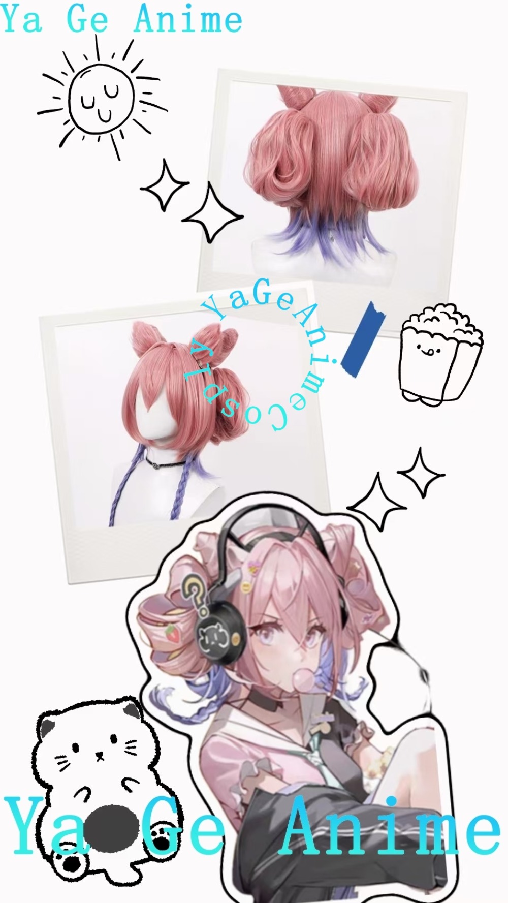 Gaming Accessories Korea - Arknights Eureka Cosplay-Perücke mit Simulierter Kopfhaut