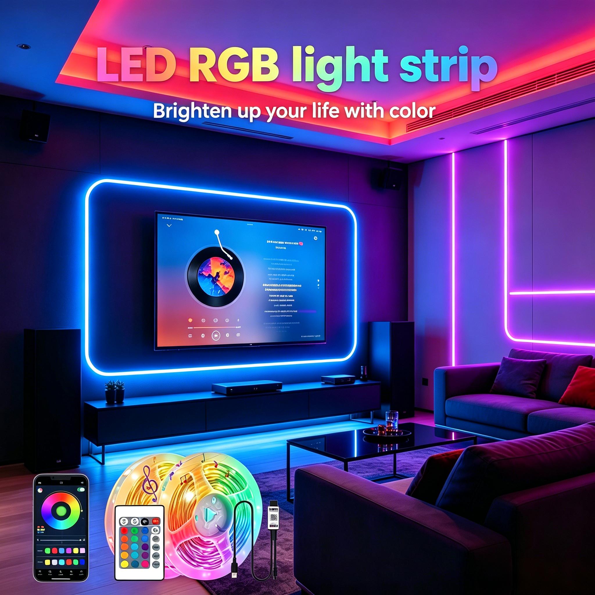 Gaming Accessories Led - RGB-LED-Streifen mit 24-Tasten-Fernbedienung, 5V USB-betrieben. Einfach
