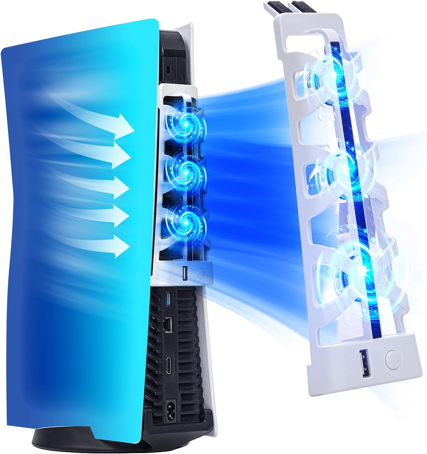 Gaming Accessories Playstation - Für PS5: Leiser Kühlventilator mit LED-Licht