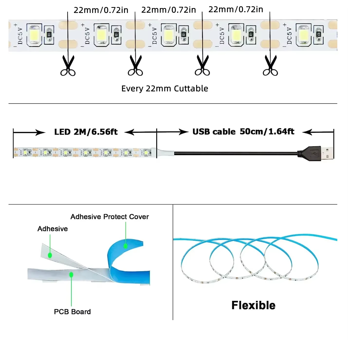 5V USB SMD2835 LED-Streifen mi – Gaming Accessories Led Bewertung und Preis